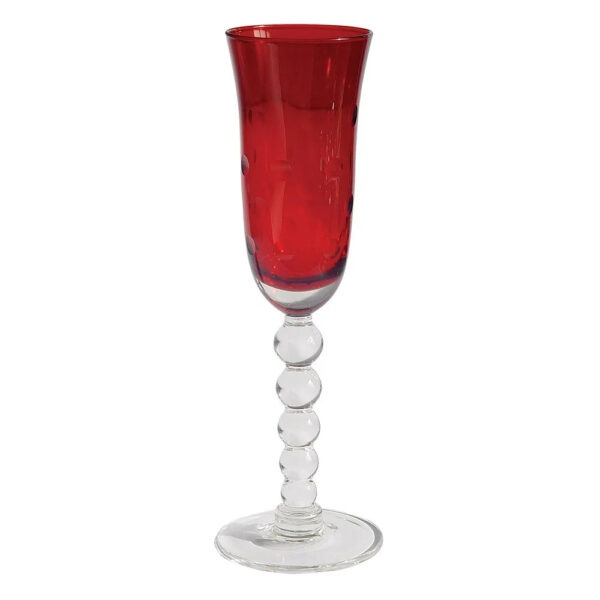 Conjunto de 6 Taças Champagne Vidro Cristalino Vermelha