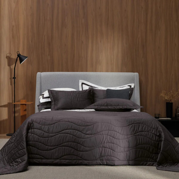 Colcha com Porta Travesseiro Solteiro Chumbo 100% Algodão Egípcio Trussardi - Image 2