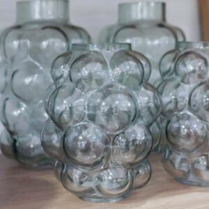 Vaso em Vidro Verde Fumê com Bolas M