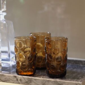 Conjunto 6 Copos em Vidro Bolhas Ambar