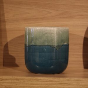 Cachepot Cerâmica Verde/ Azul 16,5cm