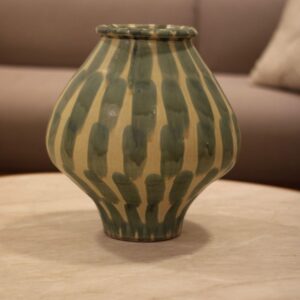 Vaso de Cerâmica Bege e Verde