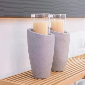 Vaso em Cimento e Vidro 39cm