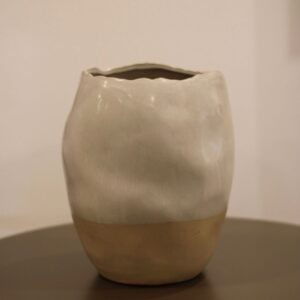 Cachepot Irregular Branco e Bege