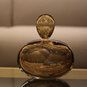 Garrafa Decorativa Cristal Murano Lapidada Âmbar