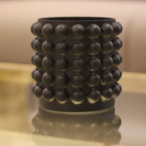 Vaso em Vidro Preto Bolas 16cm