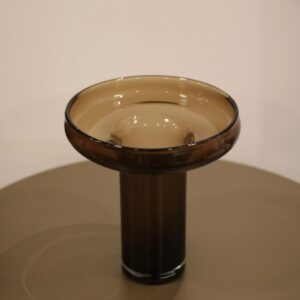 Vaso Pé Alto Vidro Marrom