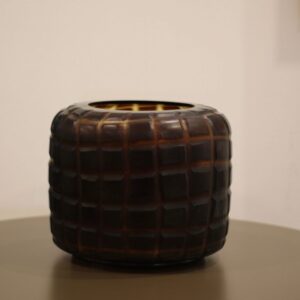 Vaso em Vidro Lapidado Marrom Conhaque G