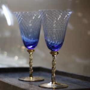 Taça em Vidro Azul e Âmbar
