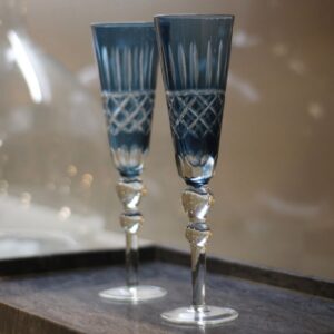 Taça para Vinho Lapidada Azul
