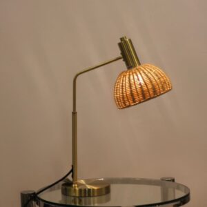 Abajur Dourado Cúpula em Fibra Natural