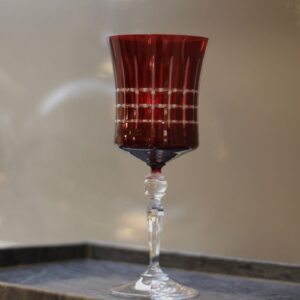 Taça p/ água Grace lapidada em cristal ecologico 350ml Vermelho
