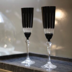 Taça p/ champanhe Elizabeth lapidada em cristal 190ml Preto