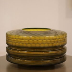 Vaso Vidro Texturizado Âmbar Oliva Baixo
