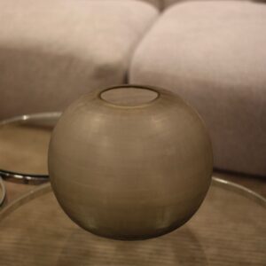 Vaso em Vidro Taupe Matte Redondo