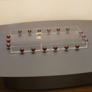 Bandeja Acrílico Essenza Bola Madeira
