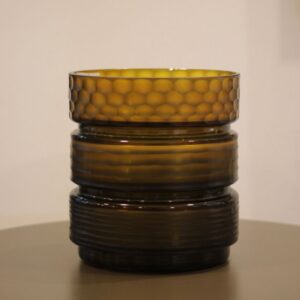 Vaso Vidro Texturizado Âmbar Oliva Alto