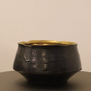 Vaso Decorativo em Porcelana Preto/ Dourado Grande